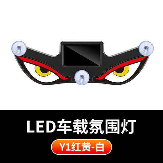 Solar & Type-C Rechargeable LED Evil Eyes Car Light – Universal Windshield Decoration