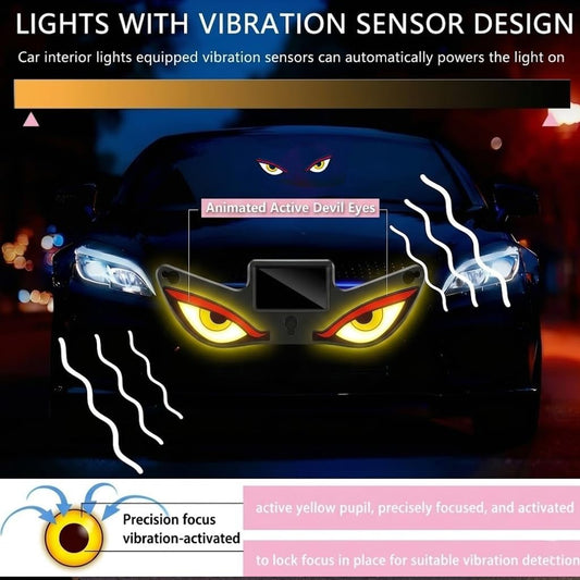 Solar & Type-C Rechargeable LED Evil Eyes Car Light – Universal Windshield Decoration